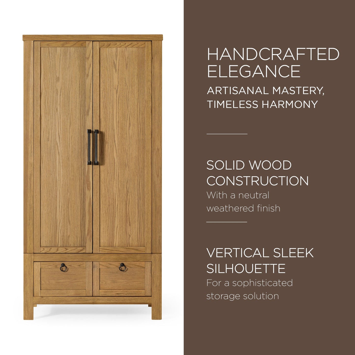 Maven Lane Vaughn Rustic Wooden Cabinet in Weathered Natural Finish