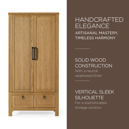 Maven Lane Vaughn Rustic Wooden Cabinet in Weathered Natural Finish