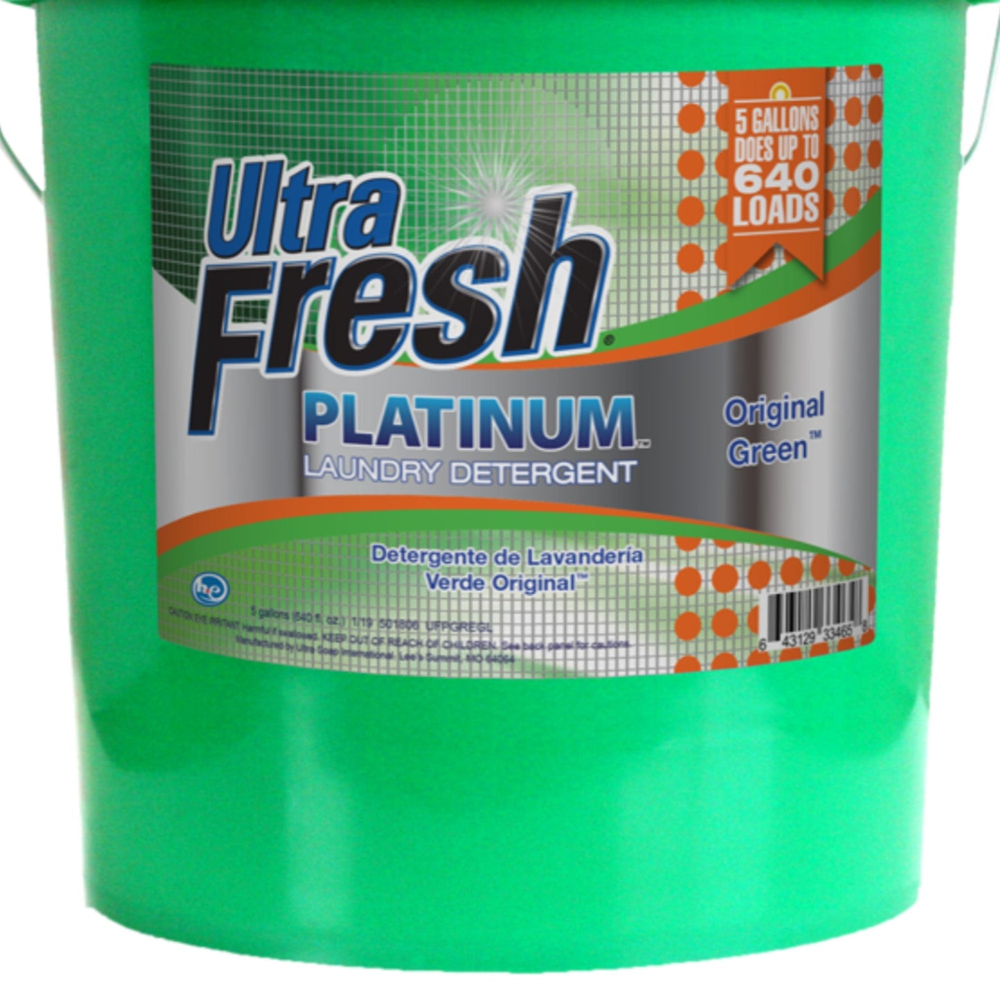 Ultra Fresh 3X Platinum 5 Gal Laundry Detergent, Up to 640 Loads, Original Green