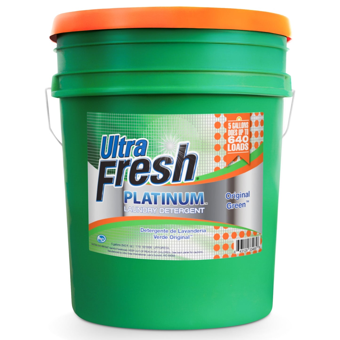 Ultra Fresh 3X Platinum 5 Gal Laundry Detergent, Up to 640 Loads, Original Green