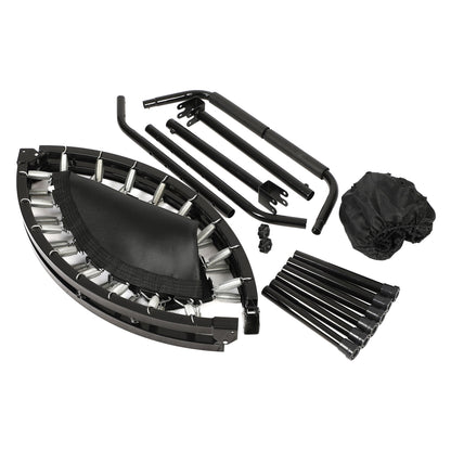 HolaHatha 40" Mini Trampoline Fitness Rebounder with Adjustable Handle, Black