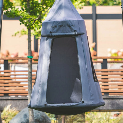 gobaplay Hanging Tent for Round Platform Swing Set with Removeable Cover, Grey