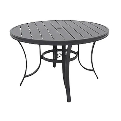 Four Seasons Courtyard Palermo Slat Top Dining Table with Umbrella Hole, Gray