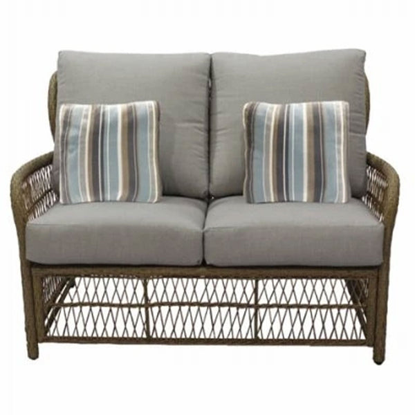 Four Seasons Courtyard Positano Wicker Cushioned Loveseat w/ 2 Accessory Pillows