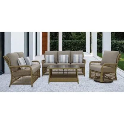 Four Seasons Courtyard Positano Wicker Cushioned Loveseat w/ 2 Accessory Pillows
