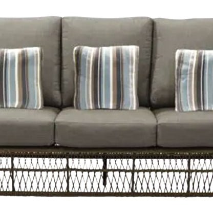 Four Seasons Courtyard Positano 3 Seater All Weather Wicker Loveseat, Beige