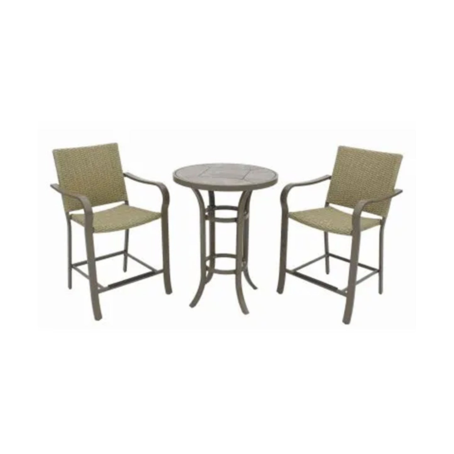 Four Seasons Courtyard Amalfi 3 Piece Balcony Height Outdoor Dining Set, Beige