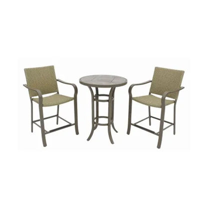 Four Seasons Courtyard Amalfi 3 Piece Balcony Height Outdoor Dining Set, Beige