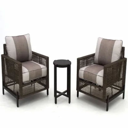 Four Seasons Courtyard Radde 3 Piece Woven Wicker Deep Seating Chat Set, Beige