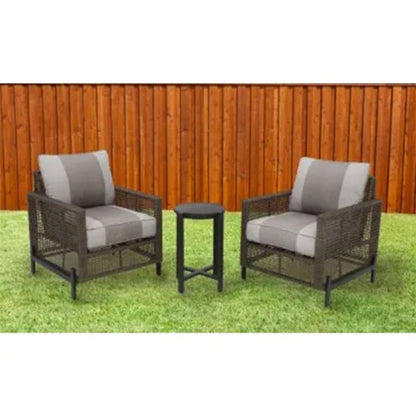 Four Seasons Courtyard Radde 3 Piece Woven Wicker Deep Seating Chat Set, Beige