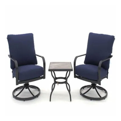 Four Seasons Courtyard Brookfield 3 Piece Deep Seating Patio Chat Set, Navy