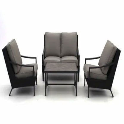 Four Seasons Courtyard Wilmette 4 Piece Sleek Deep Seating Chat Set, Neutral