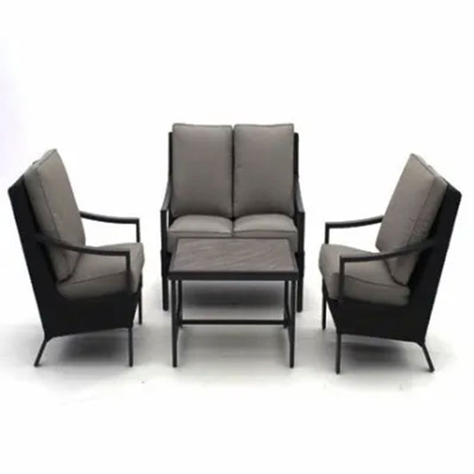 Four Seasons Courtyard Wilmette 4 Piece Sleek Deep Seating Chat Set, Neutral