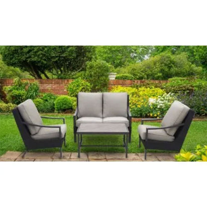 Four Seasons Courtyard Wilmette 4 Piece Sleek Deep Seating Chat Set, Neutral