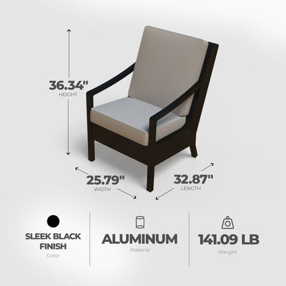 Four Seasons Courtyard Wilmette 4 Piece Sleek Deep Seating Chat Set, Neutral