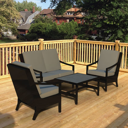 Four Seasons Courtyard Wilmette 4 Piece Sleek Deep Seating Chat Set, Neutral