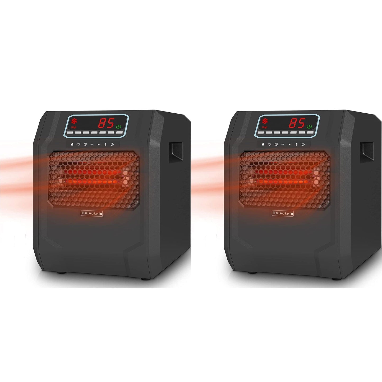 VOLTORB Portable Corded Electric Space Heater w/3 Heat Settings, Black (2 Pack)