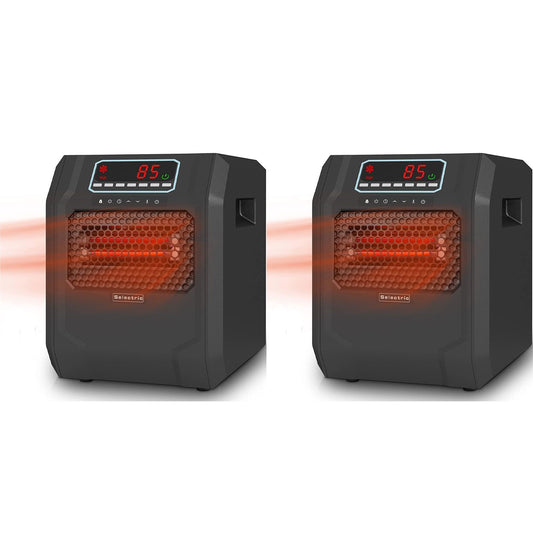VOLTORB Portable Corded Electric Space Heater w/3 Heat Settings, Black (2 Pack)