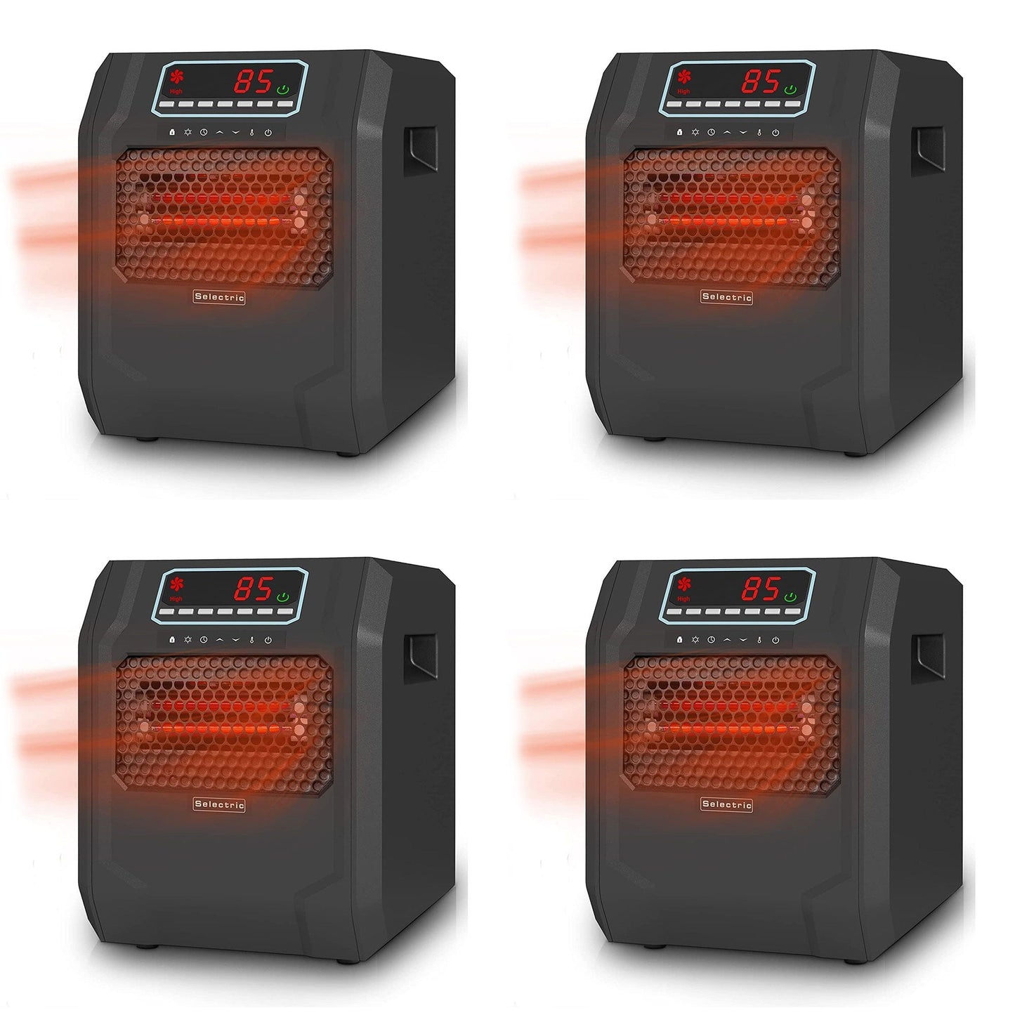 VOLTORB Portable Corded Electric Space Heater w/3 Heat Settings, Black (4 Pack)