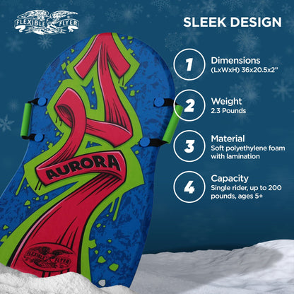 Flexible Flyer Aurora 36 Inch Foam Slider Snow Sled for Kids and Adults (3 Pack)