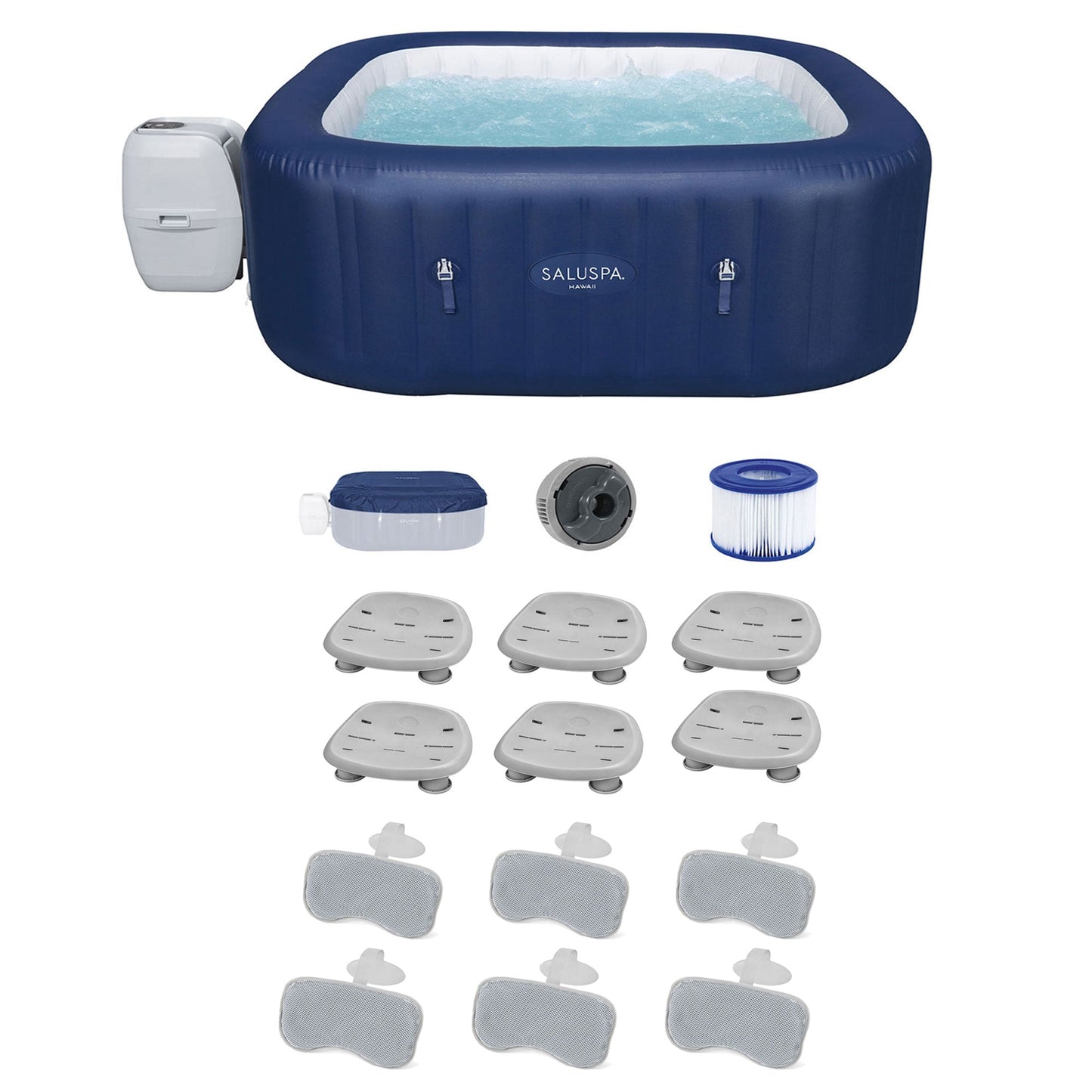 Bestway Hot Tub + Bestway Spa Seat (6 Pack)  + Bestway Headrest Pillows (2 Pack)