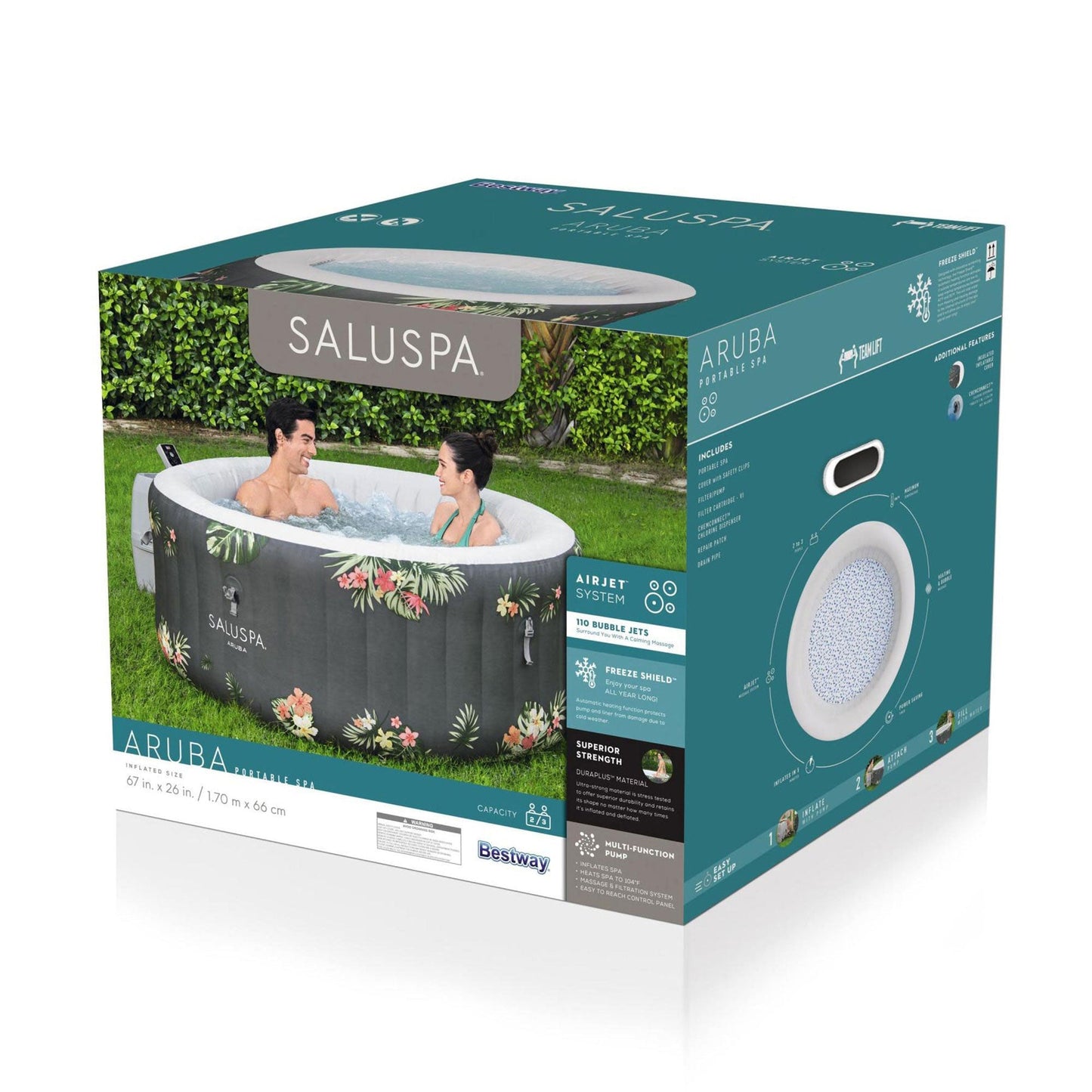 Bestway SaluSpa Aruba AirJet Inflatable Hot Tub + Bestway Spa Seat (2 Pack)