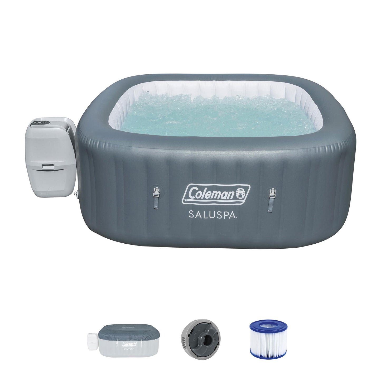 Coleman SaluSpa Square Hot Tub w/2Pack Bestway SaluSpa Seat & 2 Headrest Pillows