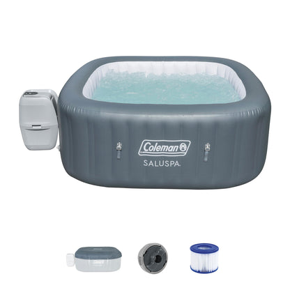 Coleman SaluSpa Square Hot Tub w/2Pack Bestway SaluSpa Seat & 2 Headrest Pillows