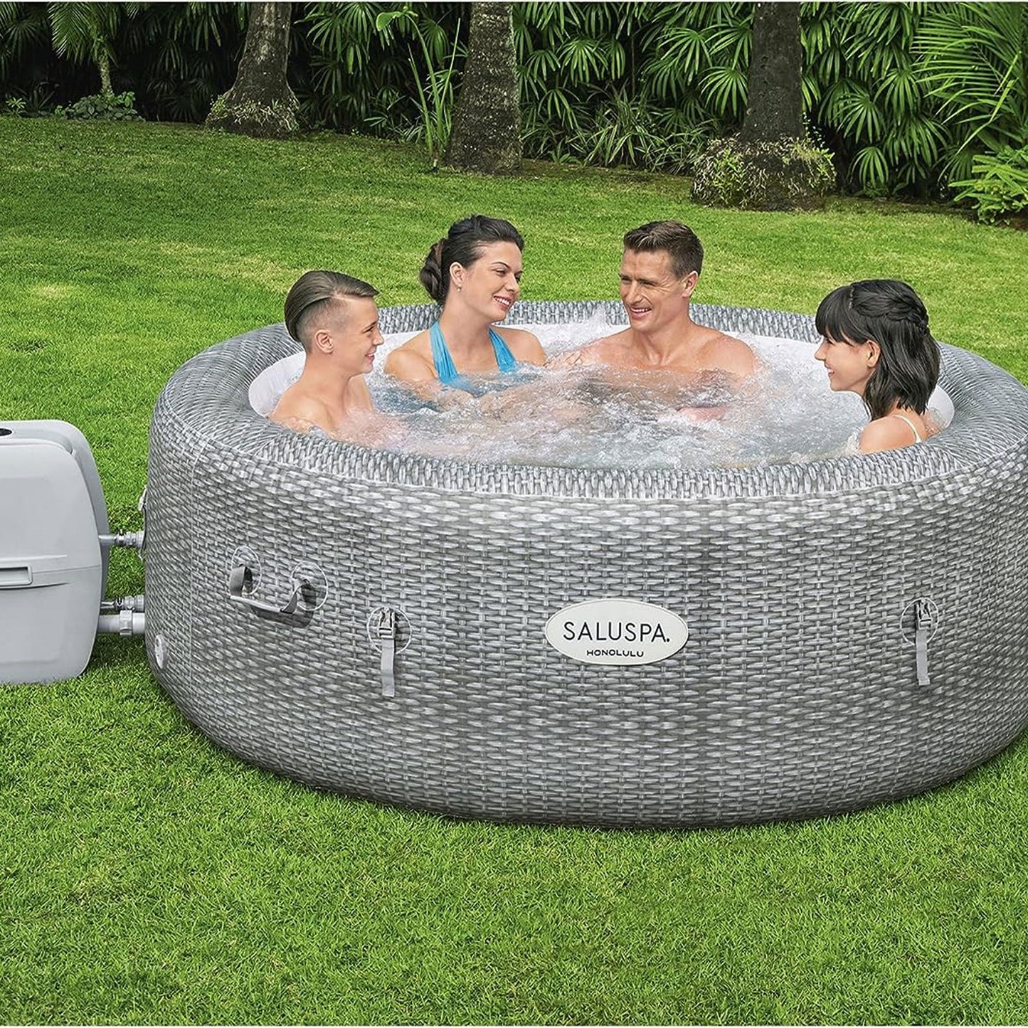 Bestway SaluSpa Milan AirJet Inflatable Hot Tub w/6 SaluSpa Spa Seat & 6 Pillows