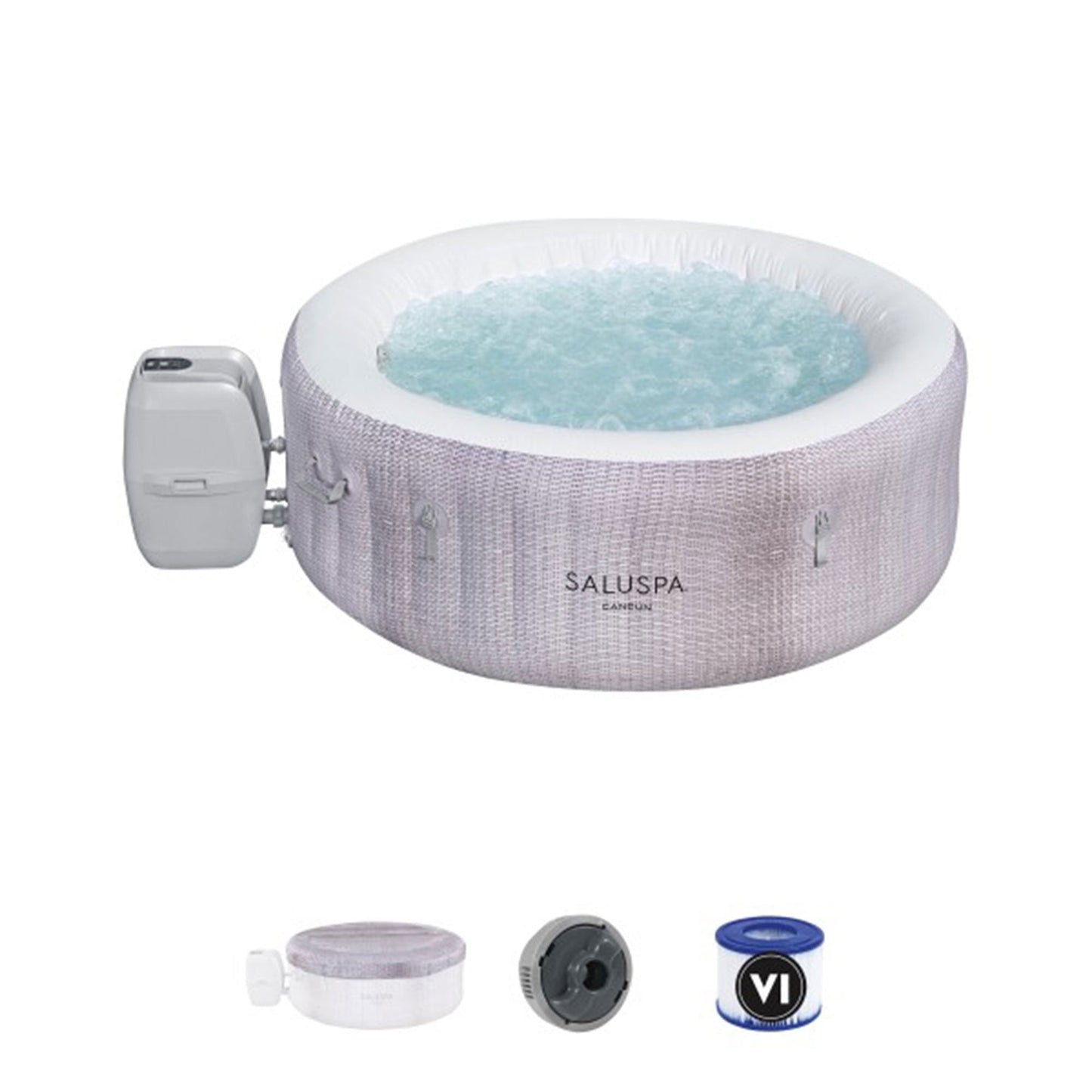 Bestway SaluSpa Cancun Inflatable Hot Tub + Bestway SaluSpa Non Slip Spa Seat