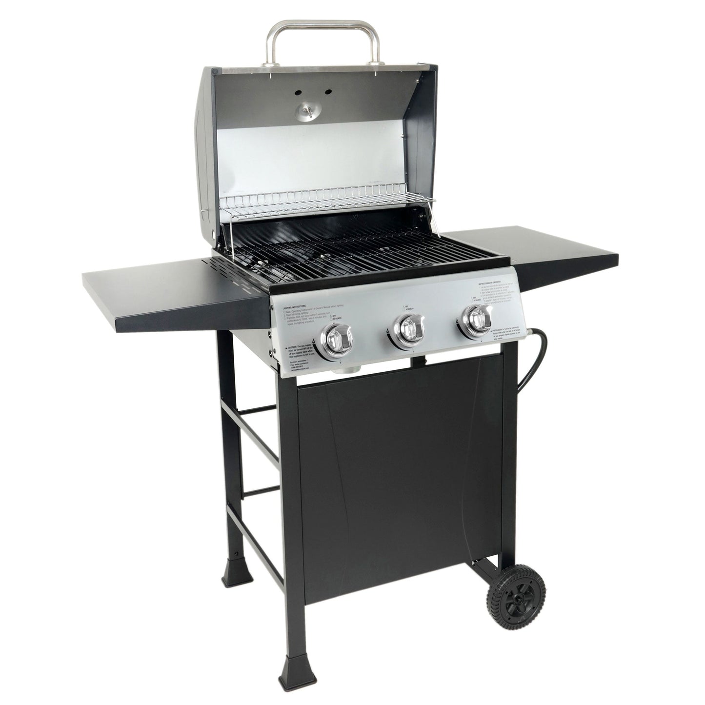 Grill Boss 27,000 BTU 3 Burner Propane Gas Grill w/Wheels, Cover, & Side Shelves