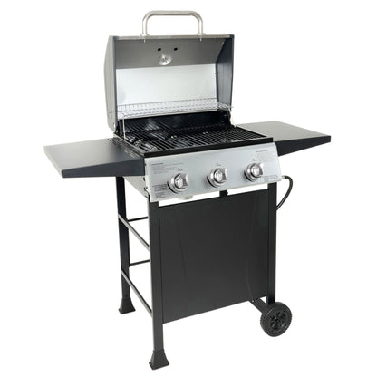 Grill Boss 27,000 BTU 3 Burner Propane Gas Grill w/Wheels, Cover, & Side Shelves