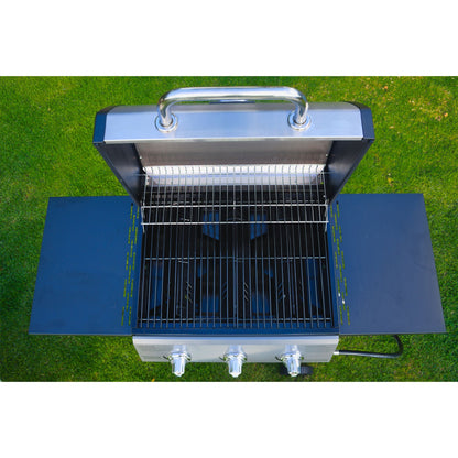 Grill Boss 27,000 BTU 3 Burner Propane Gas Grill w/Wheels, Cover, & Side Shelves