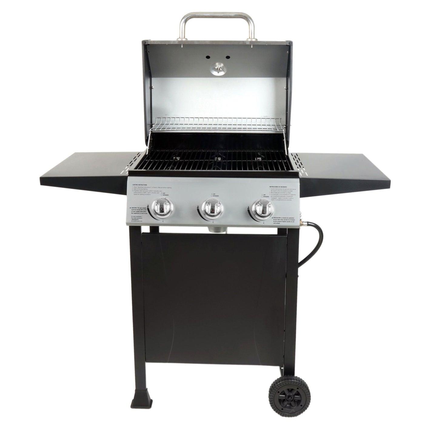 Grill Boss 27,000 BTU 3 Burner Propane Gas Grill w/Wheels, Cover, & Side Shelves