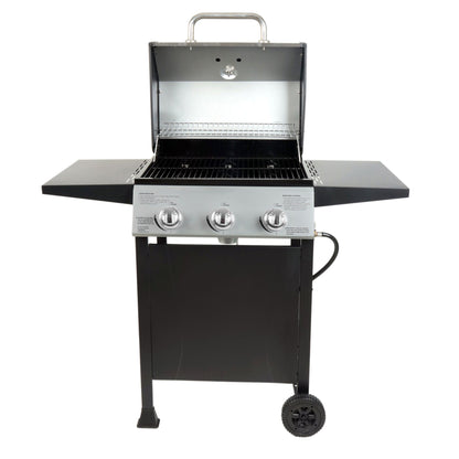Grill Boss 27,000 BTU 3 Burner Propane Gas Grill w/Wheels, Cover, & Side Shelves