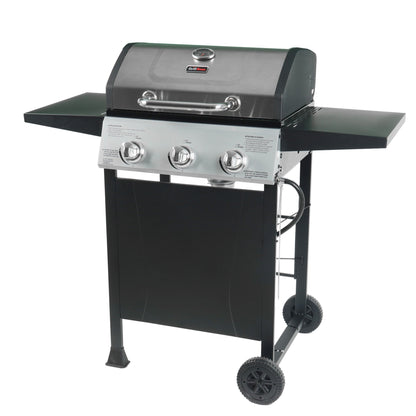 Grill Boss 27,000 BTU 3 Burner Propane Gas Grill w/Wheels, Cover, & Side Shelves