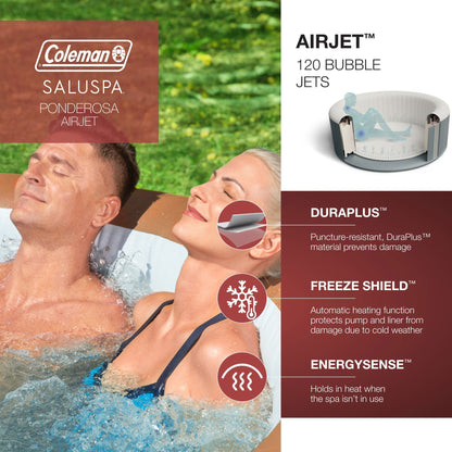 Bestway Coleman Miami AirJet Hot Tub with 2 SaluSpa Seat & 2 Headrest Pillows