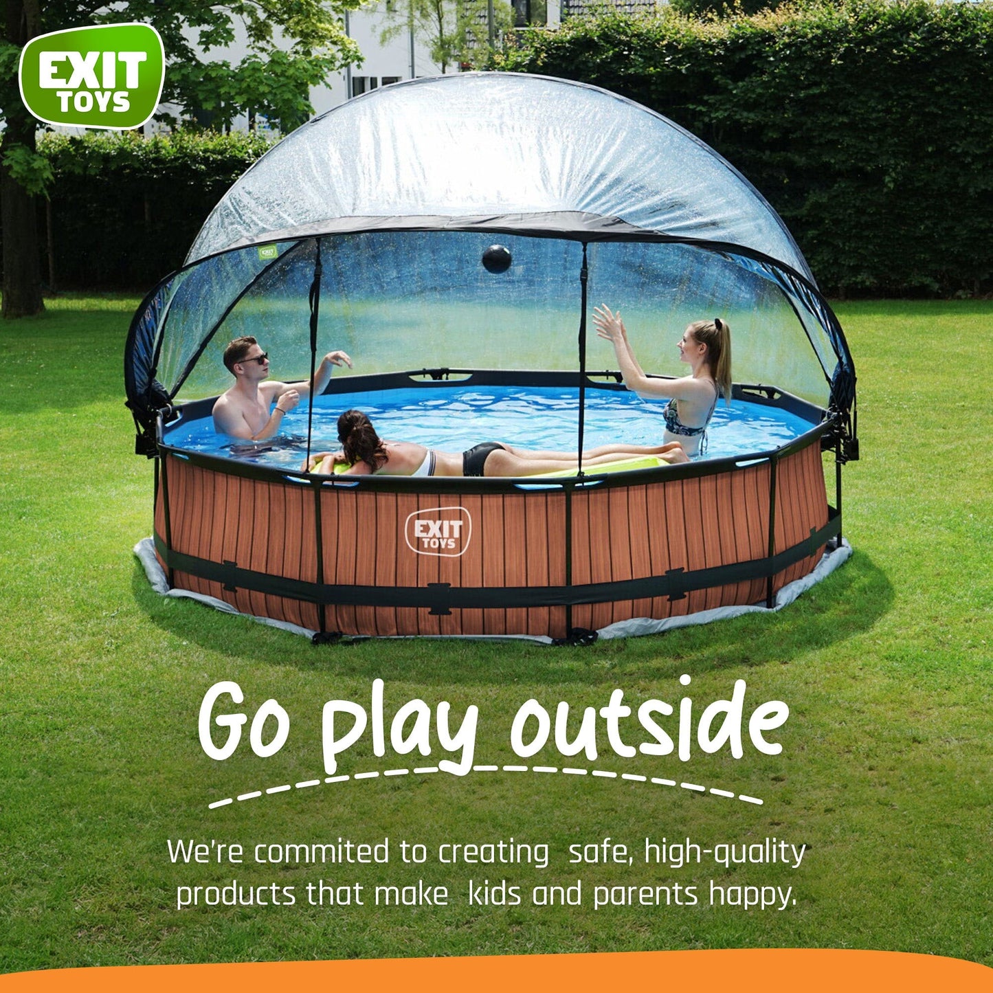 EXIT Toys 12 Foot Round Multifunctional Cover Dome Enclosure for Outdoor Pools