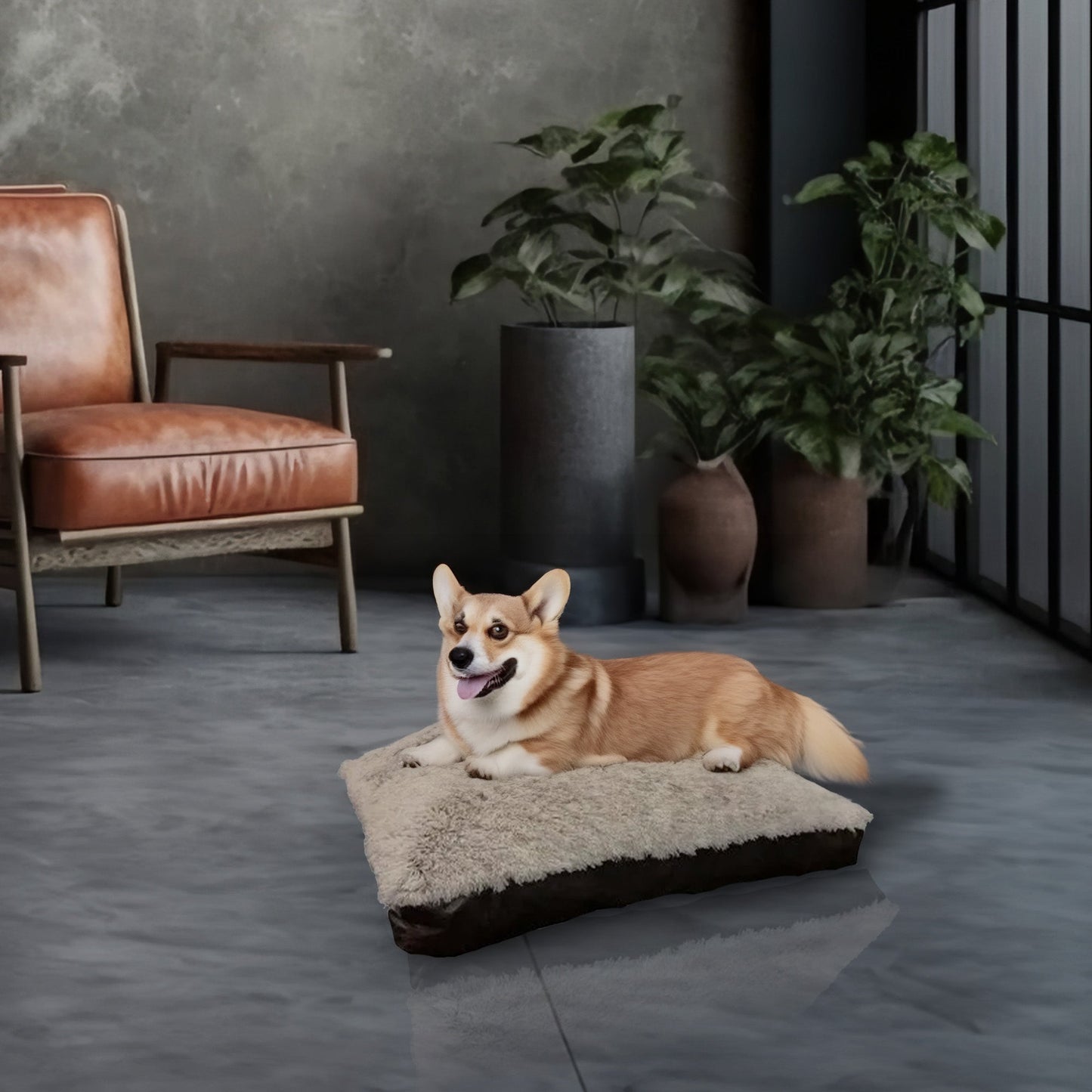 Aspen Pet 36 x 27" Faux Leather Gusset Pillow Pet Bed with Removeable Cover