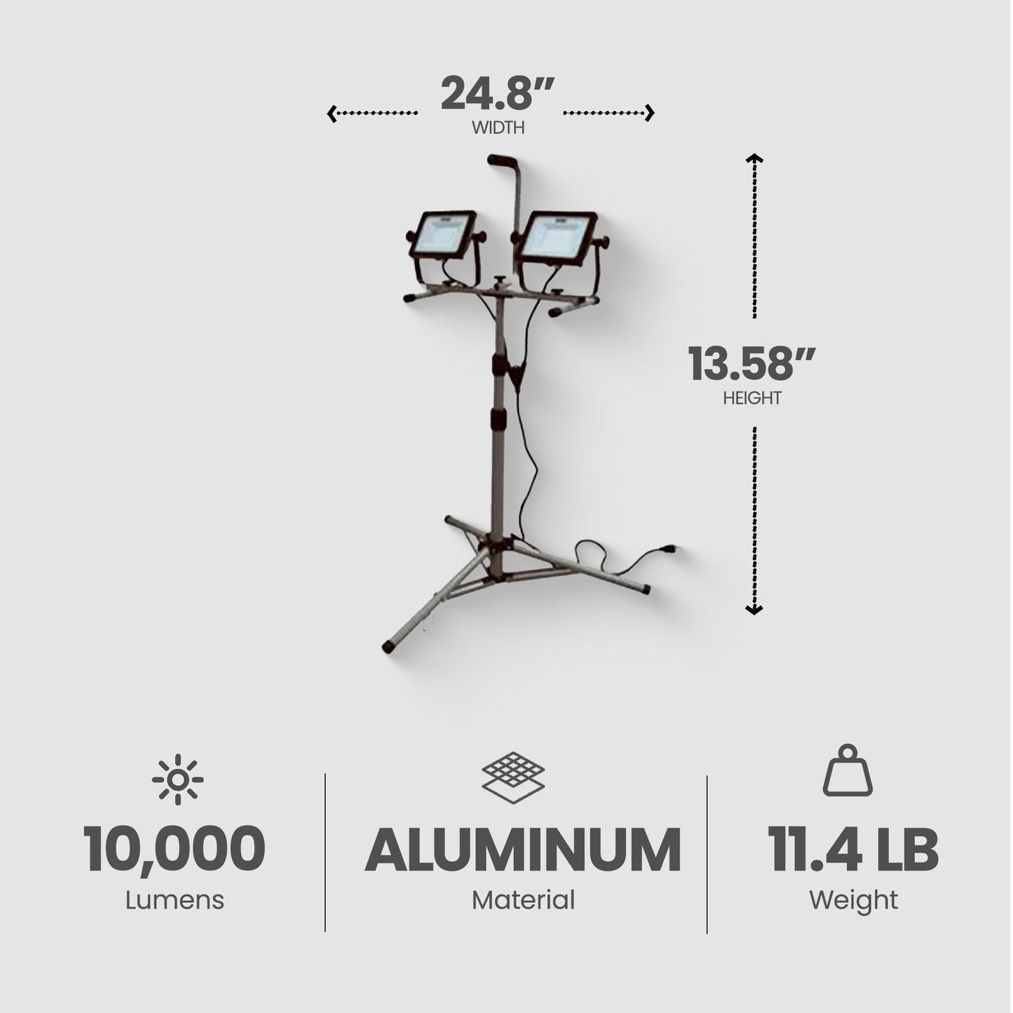 Master Electrician 10,000 Lumens LED Tripod Work Light with 6 Foot Cord, Black