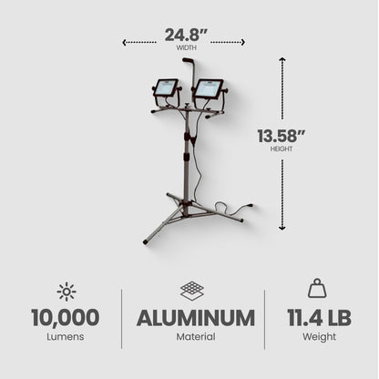 Master Electrician 10,000 Lumens LED Tripod Work Light with 6 Foot Cord, Black