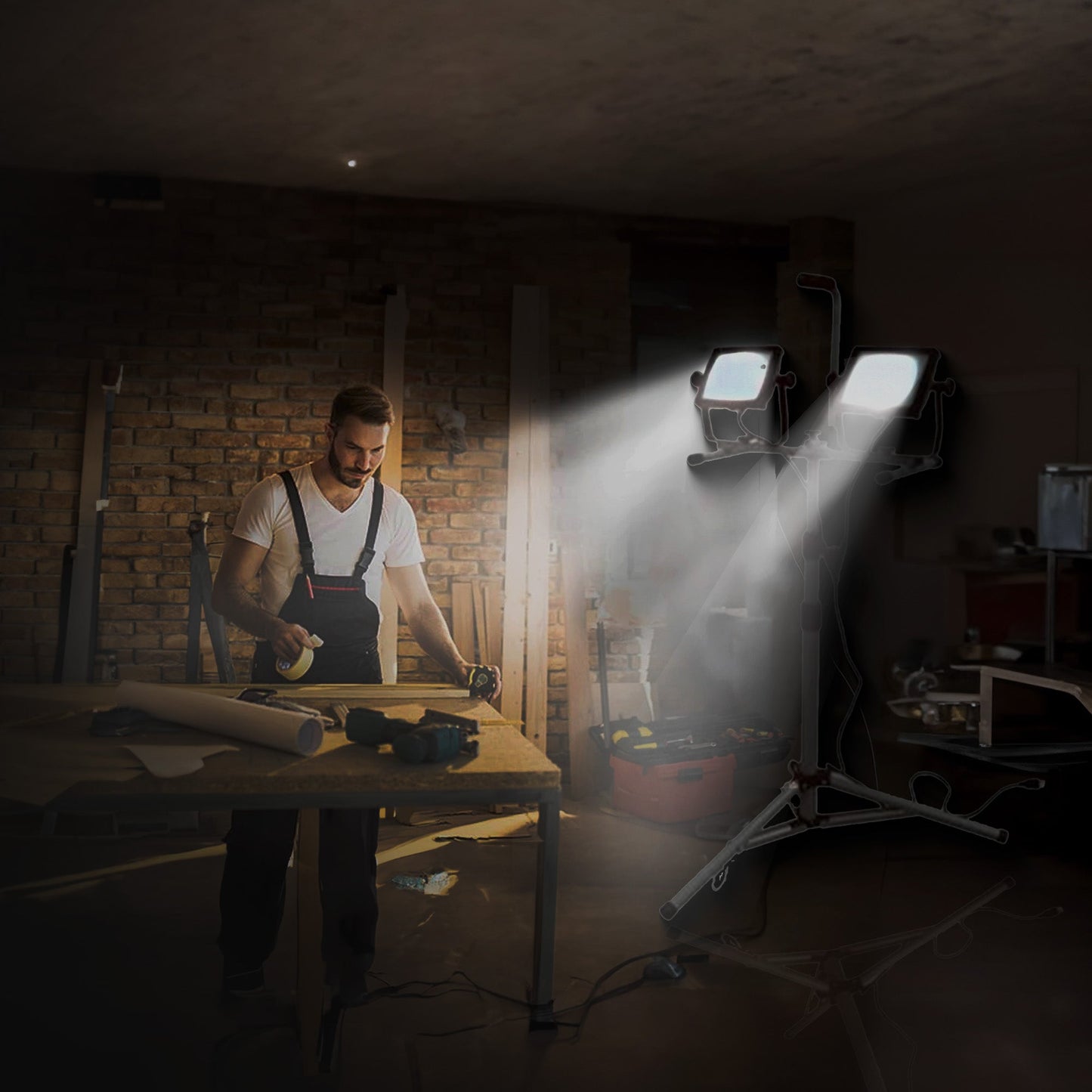 Master Electrician 10,000 Lumens LED Tripod Work Light with 6 Foot Cord, Black