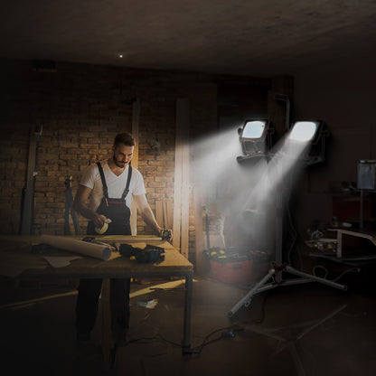 Master Electrician 10,000 Lumens LED Tripod Work Light with 6 Foot Cord, Black