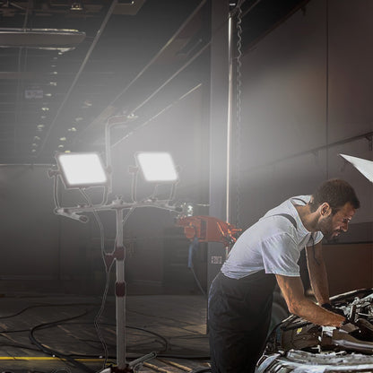 Master Electrician 10,000 Lumens LED Tripod Work Light with 6 Foot Cord, Black