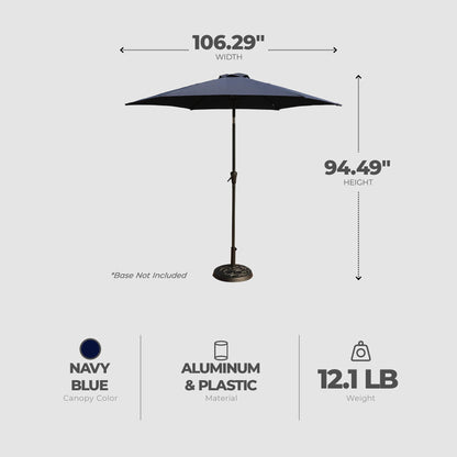 Four Seasons Courtyard Rockland 9 Foot Outdoor Patio Market Umbrella, Navy Blue