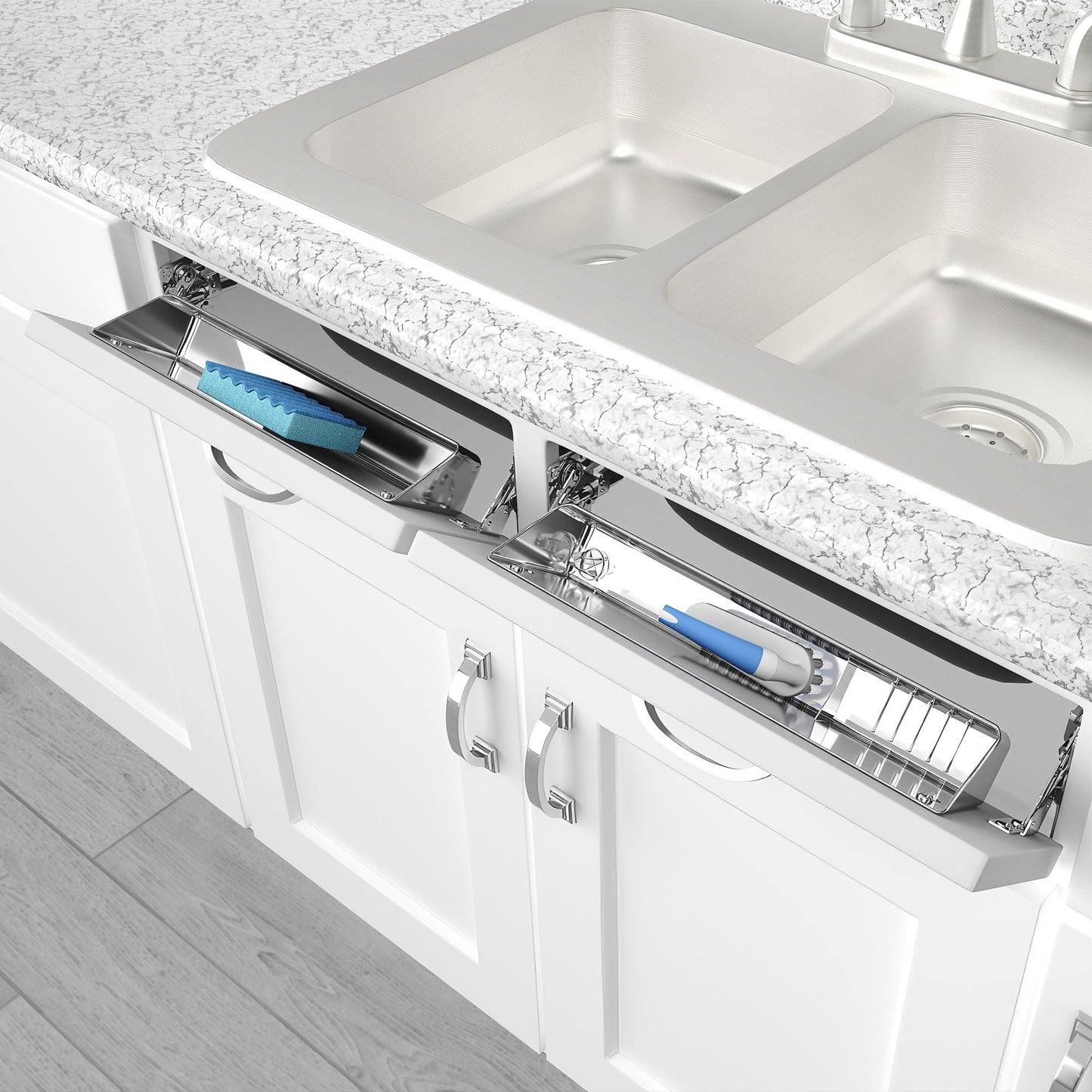 Rev-A-Shelf 14.25" Tip Out Tray Soft-close for Sink Base Cabinet, 6581-14SS-SC-1