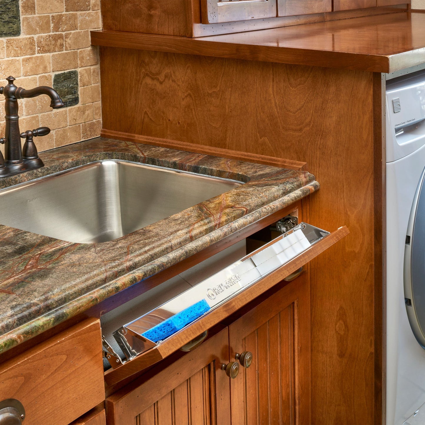 Rev-A-Shelf 25" Tip Out Tray w/ Soft-close for Sink Base Cabinet, 6581-25SS-SC-1