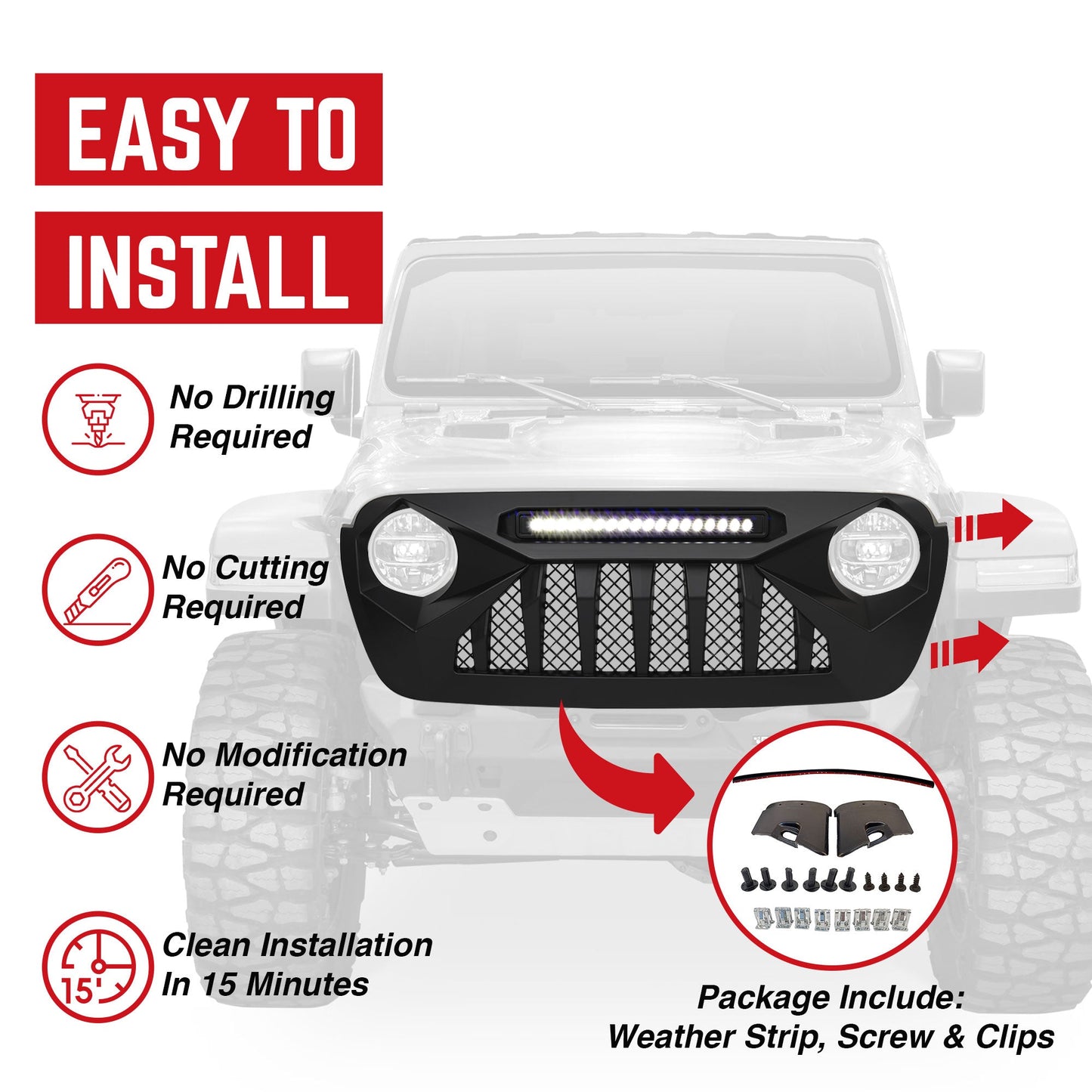AMERICAN MODIFIED Demon Grille Compatible with 18-21 Wrangler JL & Gladiator JT - Find Fresh Goods
