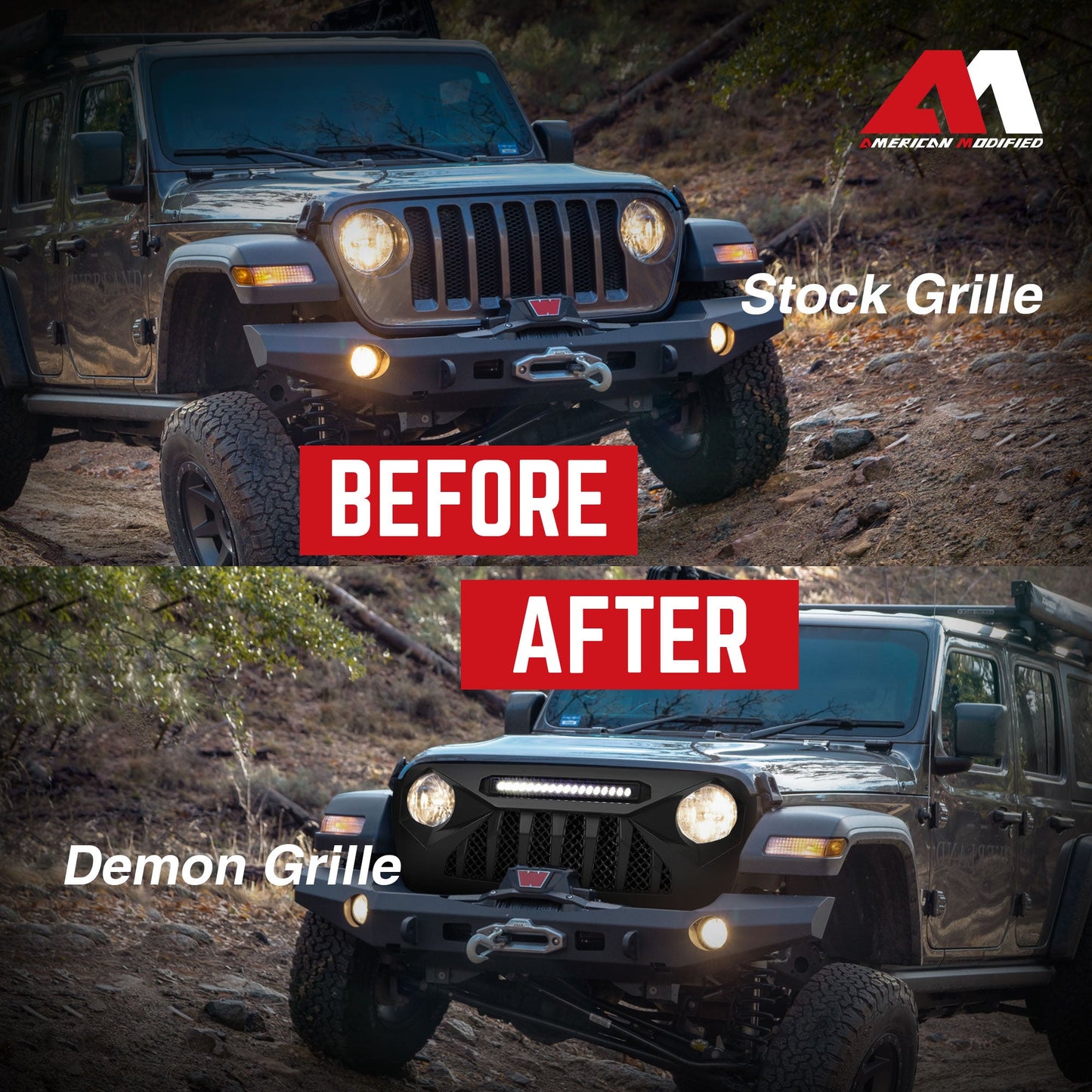 AMERICAN MODIFIED Demon Grille Compatible with 18-21 Wrangler JL & Gladiator JT - Find Fresh Goods
