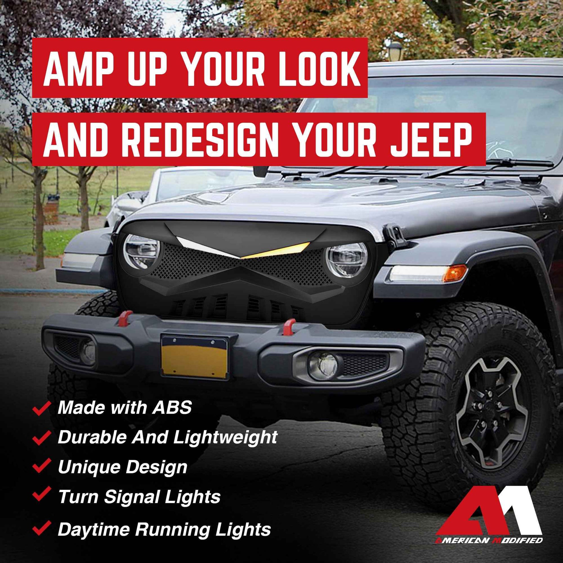 American Modified Hawke Grille Compatible with 18-23 Wrangler JL & Gladiator JT